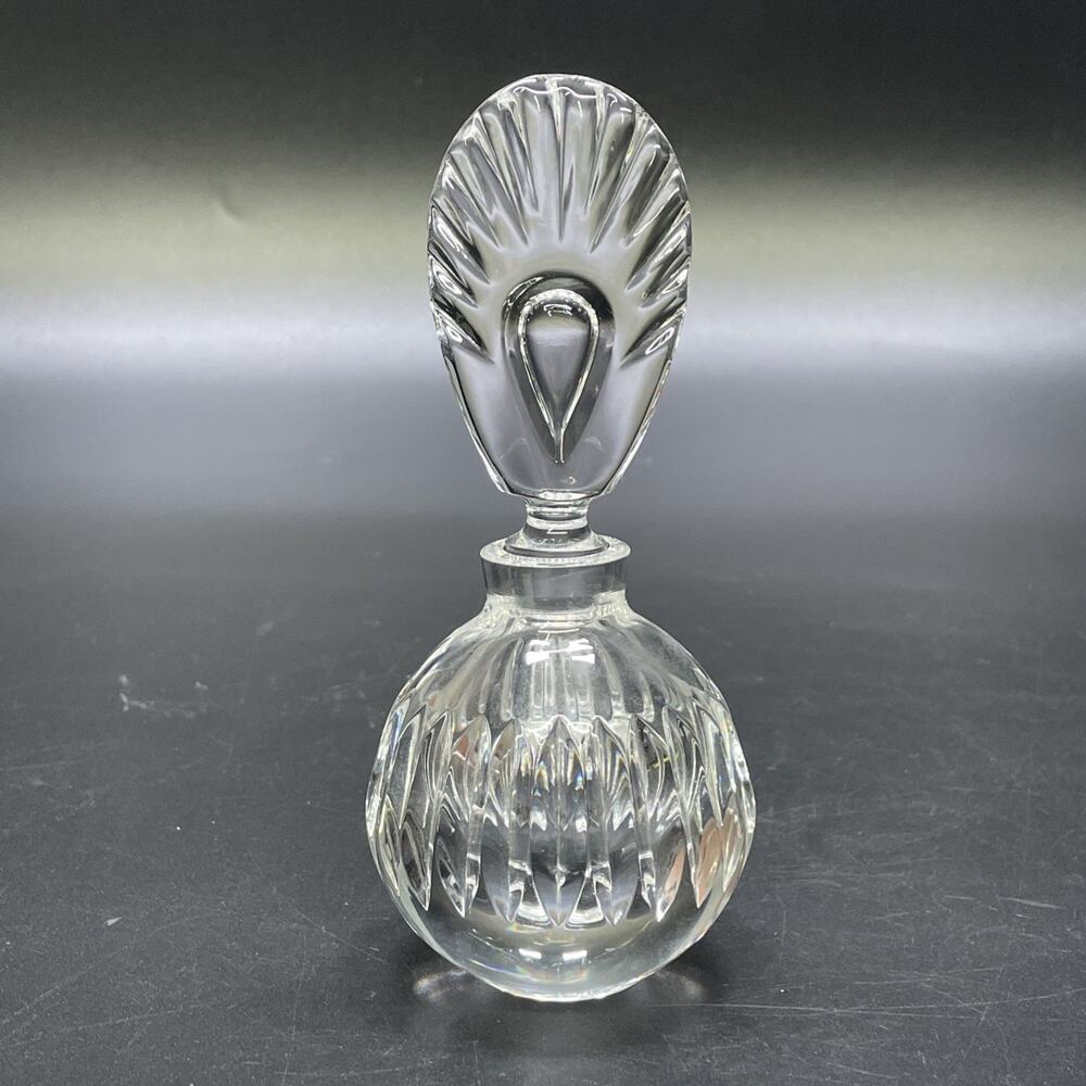 Vtg Mikasa Carousel Round Cut Crystal Perfume Bottle w/Stopper 6 in Vanity Decor
